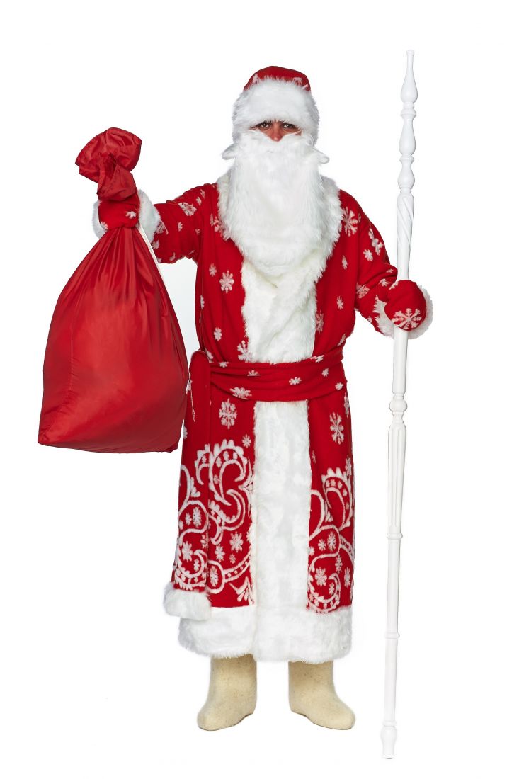Красный классический костюм Деда Мороза