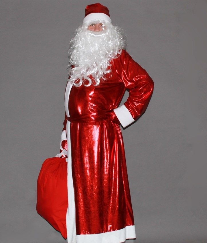 Красный блестящий костюм Деда Мороза