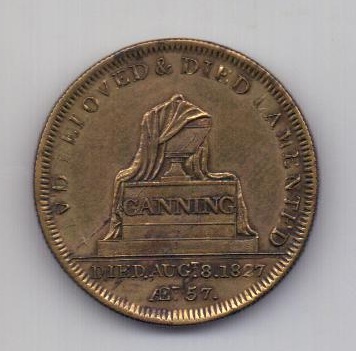 медаль жетон 1827 года AUNC Каннинг Великобритания