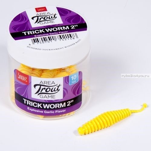 Слаги съедоб Lucky John Pro Series Trick Worm 2.5" 63,5 мм / упаковка 7 шт / цвет: 101