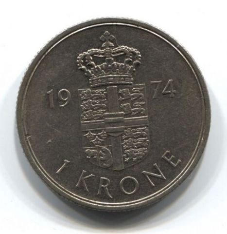 1 крона 1974 года Дания