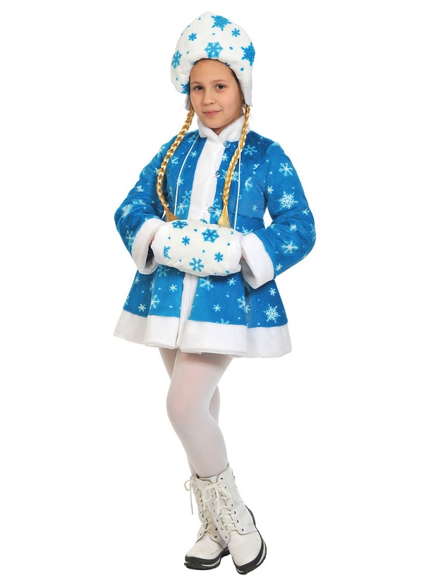 Детский костюм Снегурочки со снежинками