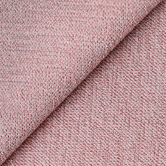 Лоскут трикотажной ткани  Пыльно-розовый с люрексом