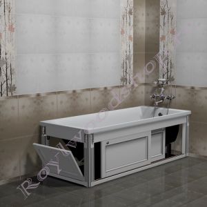 Экран для ванны "Руссильон PROVENCE раздвижной, белый с серебром"