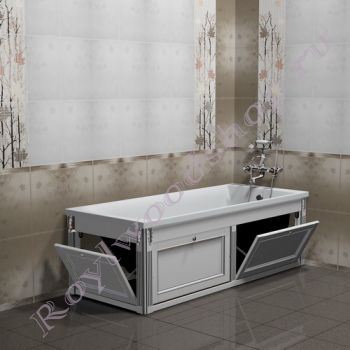 Экран для ванны "Руссильон PROVENCE откидной, белый с серебром"