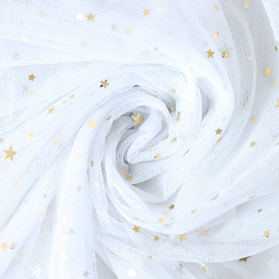 Мягкий фатин (еврофатин) - Белый со звездочками 160х25