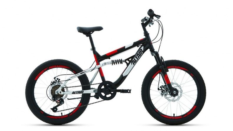 Подростковый горный велосипед ALTAIR MTB FS 20 disc (RBKT02N06002) Черный/красный
