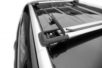 Багажник на рейлинги Subaru Forester SJ 2012-18, Lux Hunter L54-R, серебристый, крыловидные аэродуги