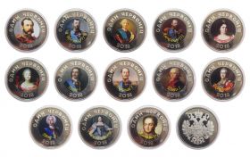 Набор монет 13 штук, 1 ЧЕРВОНЕЦ - ИМПЕРАТОРЫ РОССИИ, цветная эмаль Msh Oz Ali