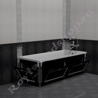 Экран под ванну с откидными дверцами "Руссильон PROVENCE черный с серебром" в открытом виде