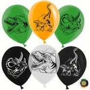 Воздушный шар (12''/30 см) Эра Динозавров, Ассорти, пастель, 2 ст, 50 шт.