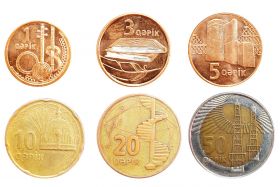 Азербайджан НАБОР 6 монет 1,3,5,10,20,50 гяпик Oz