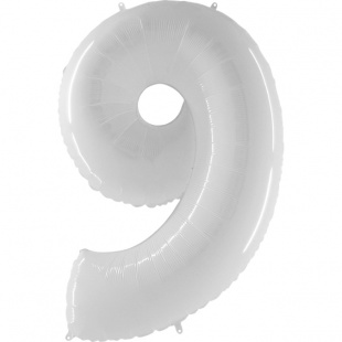 Цифра белая шар фольгированный с гелием