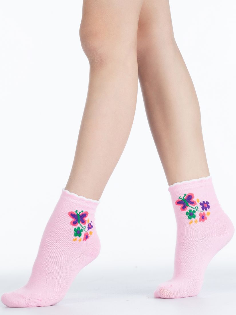 Носки для девочки розовые с цветочками