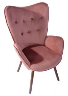 Стул Stool Group Гранд розовый, каркас из натурального дерева, мягкая спинка, широкие ножки и сиденье, обивка из