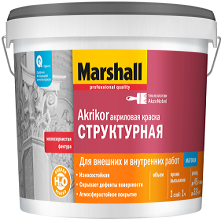 Декоративная Краска Структурная Marshall Akrikor 4.5л для Внутренних и Наружных Работ / Маршалл Акрикор