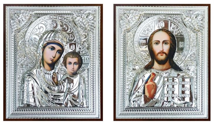 Иконы Венчальная пара Господь Вседержитель и Божия Матерь Казанская