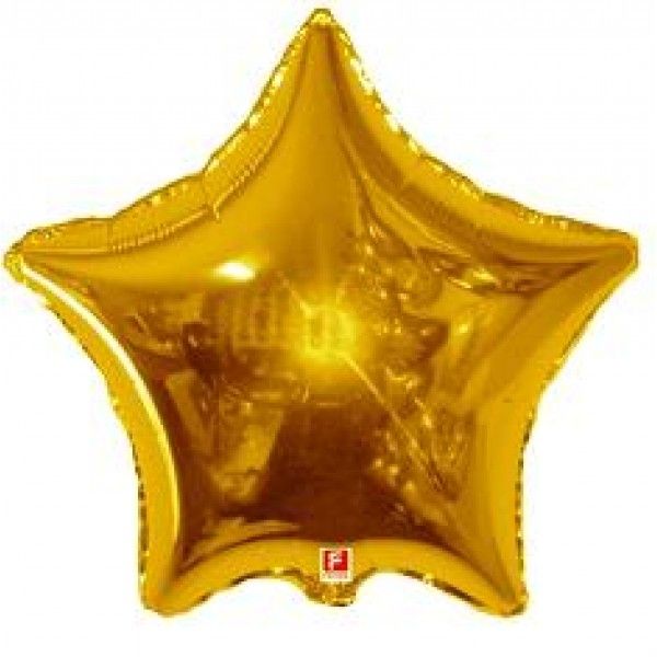 Шар фольга с гелием без рисунка Звезда 21" золото
