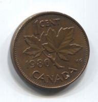 1 цент 1980 года Канада