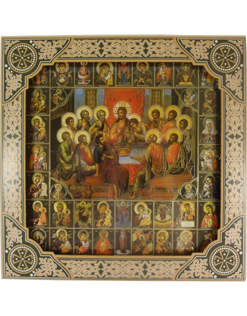 Икона Тайная Вечеря и Собор Святых в рамке под стеклом