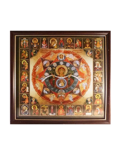 Икона "Неопалимая Купина" и Собор Святых в рамке под стеклом