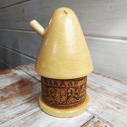 Солонка Хатка деревянная с крышкой "Валдай" (лак)