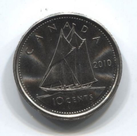 10 центов 2010 года Канада UNC