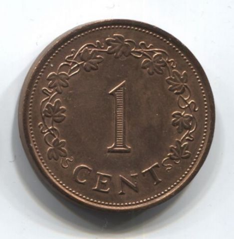 1 цент 1977 года Мальта AUNC