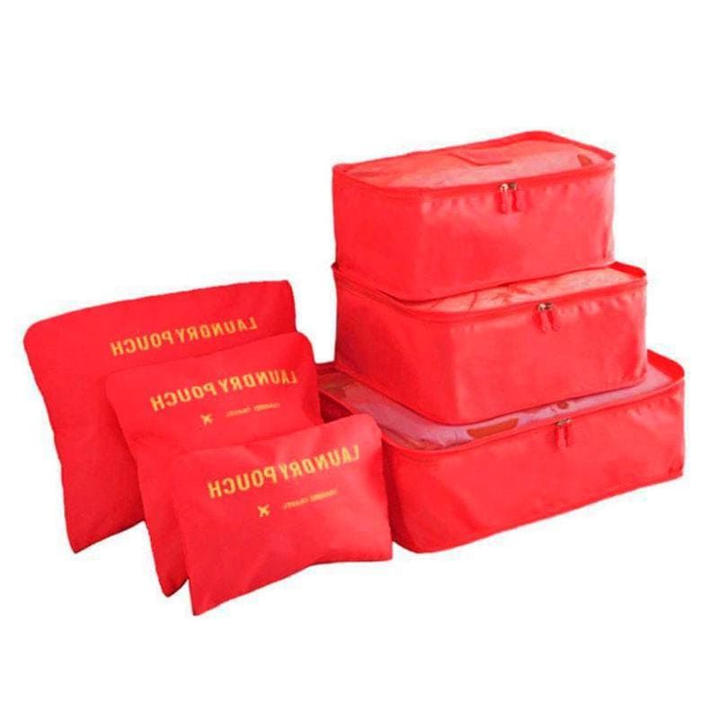 Набор дорожных сумок Laundry Pouch, 6 шт, цвет красный
