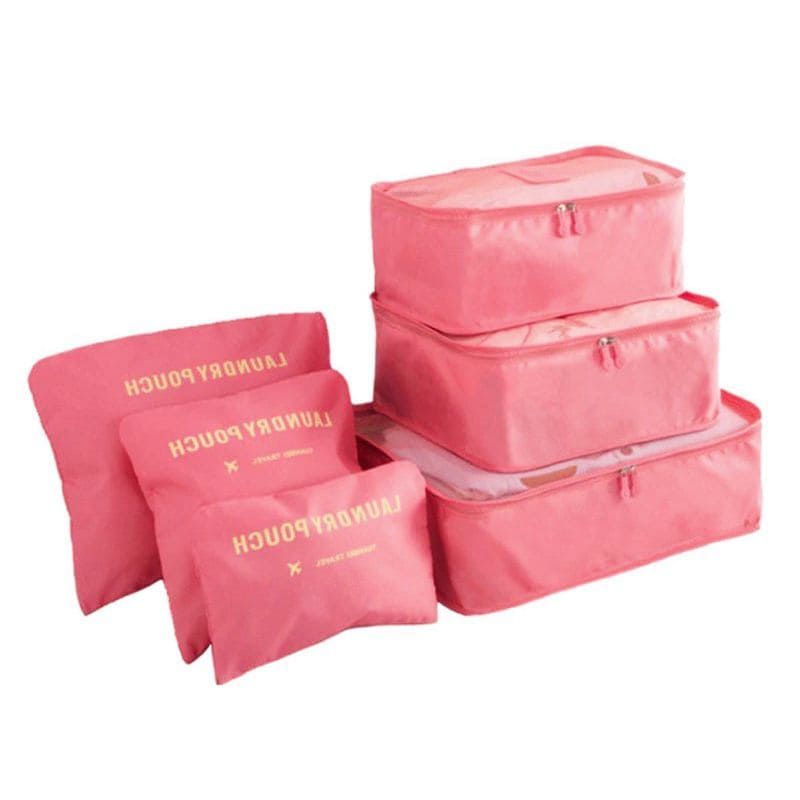 Набор дорожных сумок Laundry Pouch, 6 шт, цвет розовый