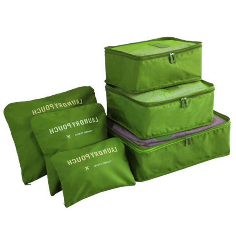 Набор дорожных сумок Laundry Pouch, 6 шт, цвет зелёный