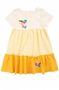 11-76-3 Платье для девочки желтое с птичками Лунева