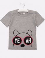 Серая футболка для мальчика с медведем в очках