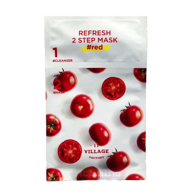 Village 11 Factory Освежающая двухшаговая программа для ухода за лицом с красными экстрактами Refresh 2-step Mask Red, 3+25 мл