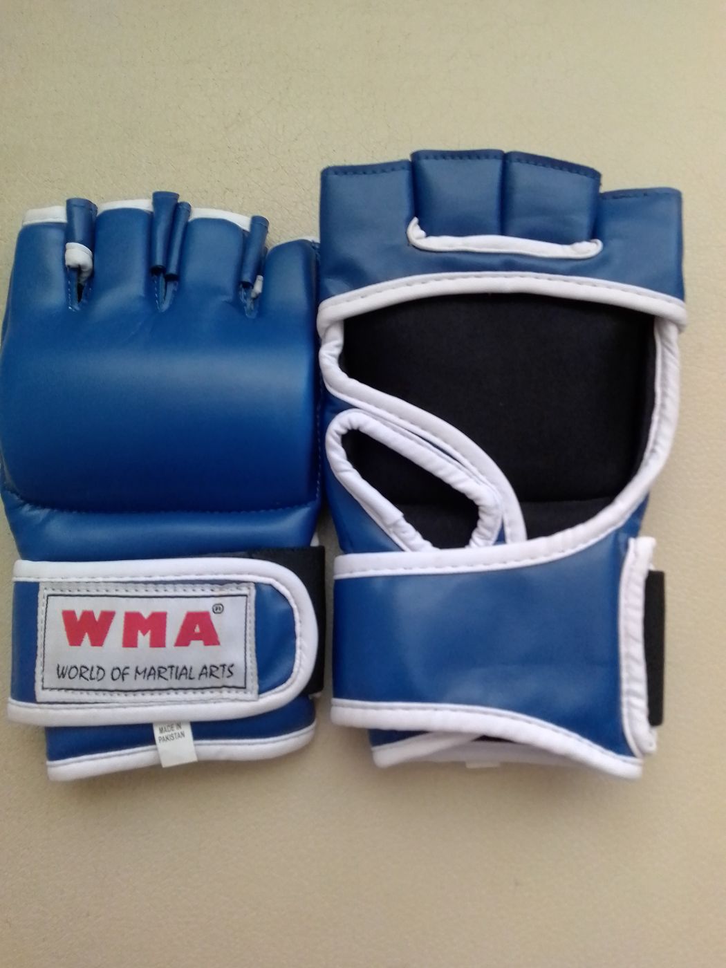 Перчатки для смешенных единоборств, синие, иск. кожа, размер М, WGG-346D
