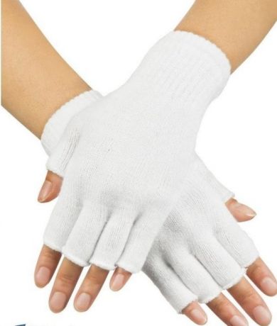 Перчатки без пальцев белые