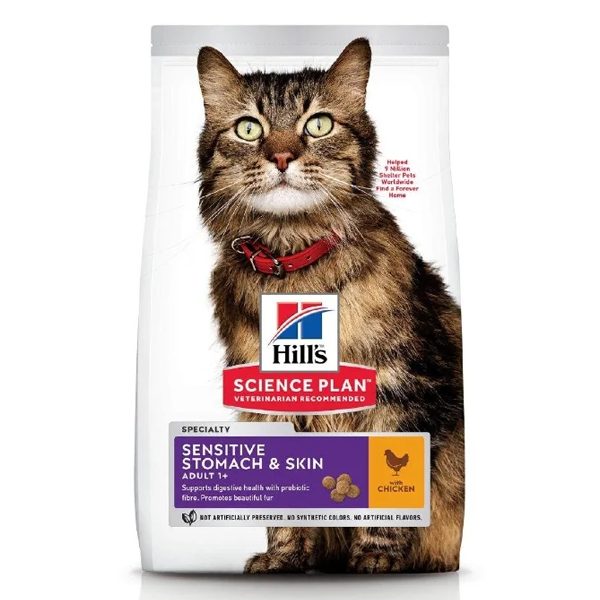 Корм для кошек Hill's Science Plan Sensitive Stomach & Skin сухой корм для кошек с чувствительным пищеварением и кожей с курицей 1.5 кг