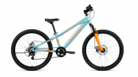 Подростковый горный (MTB) велосипед FORWARD RISE 24 2.0 disc 11" Голубой/оранжевый (RBKW01647003)