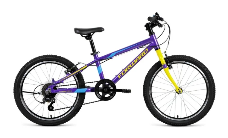 Подростковый горный (MTB) велосипед FORWARD RISE 20 2.0 Фиолетовый/желтый (RBKW01607004)
