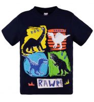 Черная футболка для мальчика с ярким принтом динозавров Bonito