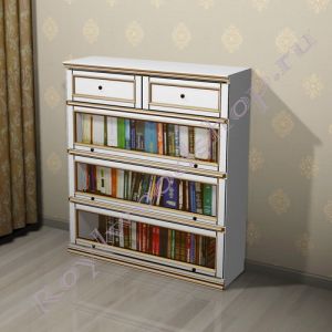 Книжный шкаф Лондон ЛИ-box  белый, белый с патиной
