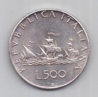 500 лир 1958 года UNC Италия