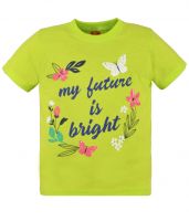 Салатовая футболка для девочки с бабочками и надписью