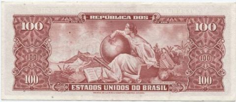 100 крузейро (10 сентаво) 1967 года Бразилия AUNC