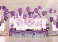 Оформление шарами  свадьбы в фиолетовых тонах