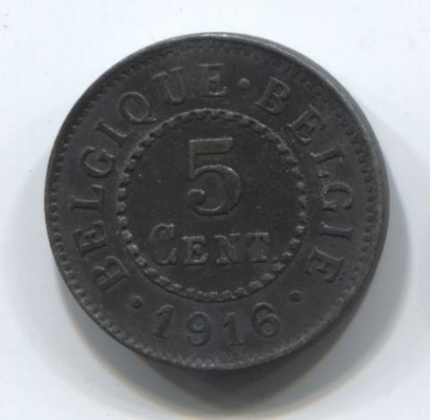 5 сантимов 1916 года Бельгия. Германская оккупация
