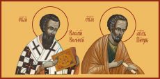 Икона Святой Апостол Петр и Святитель Василий Великий