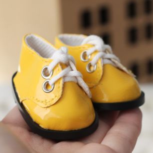 Обувь для кукол - ботиночки лаковые желтые 5 см