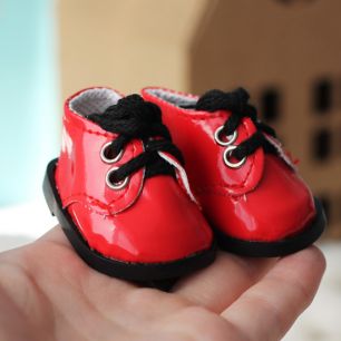 Обувь для кукол - ботиночки лаковые красные 5 см