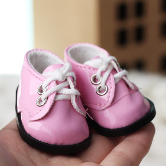 Обувь для кукол - ботиночки лаковые розовые 5 см